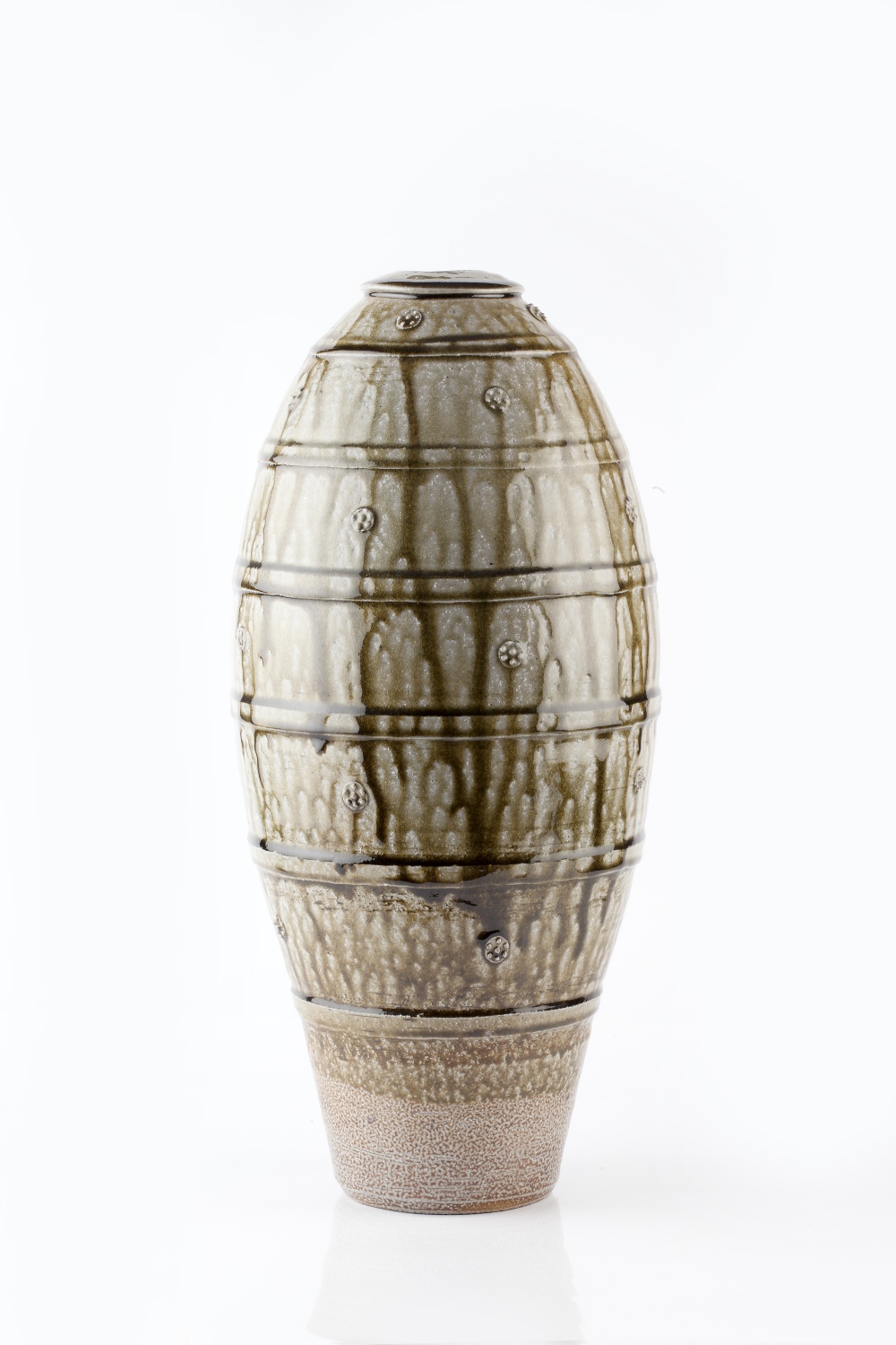 Phil Rogers (British, b.1951) Vase salt glazed with dripped glaze impressed potter's seal 46.5cm