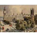 Sidney Perrin (British, 1891-1971) The Houses of Parliament, London signed (lower left)