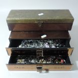 A collection of costume jewellery, in a glass jewellery box,