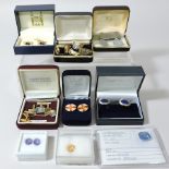 A 9 carat gold gentleman's ring, together with other rings, cufflinks, a Lorus wristwatch,
