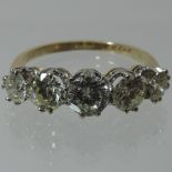 An 18 carat gold five stone diamond ring, approx.