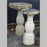 A reconstituted stone bird bath, 72cm tall,