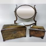 A late Regency rosewood tea caddy, with a fitted interior, 31cm,