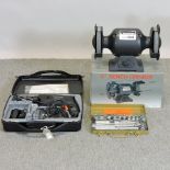 A bench grinder, boxed,