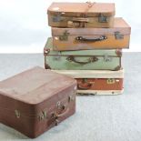 A collection of antique suitcases,