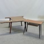 A 1960's occasional table and another larger in the shape of Trinidad,