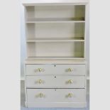 A Victorian painted pine dresser, with drawers below,