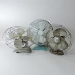 A collection of three vintage electric fans