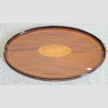 An early 20th century mahogany and satinwood inlaid butler's tray,