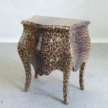 A French style bombe chest, with animal print design,