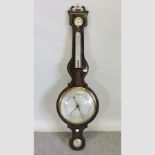 A 19th century rosewood cased wheel barometer, with painted decoration,