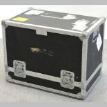 A metal bound flight case,