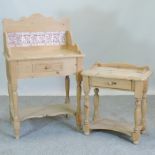 A Victorian style pine wash stand, 73cm,