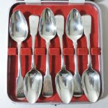 A set of six George III silver fiddle pattern teaspoons, Robert Gray and Sons, Glasgow, 1819,