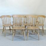 A set of six beech dining chairs,