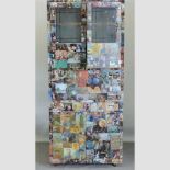 A 1950's decoupage decorated kitchen cabinet,