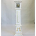 A cream painted dwarf longcase clock, with an eight day movement,