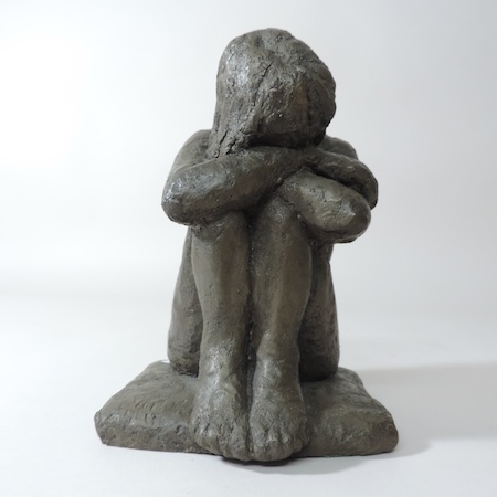 Attributed to Jean Hynes, Thoughtful, bronze sculpture,