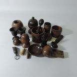 A treen cup and cover, 13cm tall,