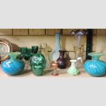 A collection of Victorian and later coloured glass to include,