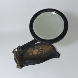 A continental inlaid shaving mirror,