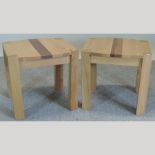 A pair of beech side tables, by Julian Bowen,