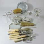 An early 20th century silver dressing table set, with engine turned decoration,