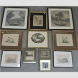 A pair of 19th century engravings of landscape scenes, 43 x 43cm,