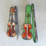 A student's violin with bow, cased,