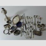 A collection of 19th century and later silver and silver plated items, to include salts, cutlery,