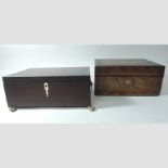 A rosewood sewing box, together with an inlaid sewing box,