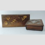 An Art Nouveau French marquetry glove box, 28cm,