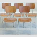 A set of five 1960's Niels Larsen laminated stacking chairs,