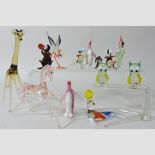 A collection of Murano glass miniature models of animals