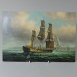 James Hardy, 20th century, an American armed merchantman, oil on board,