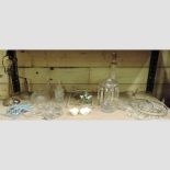 A 19th century gut glass table lustre, 21cm tall, together with three various lamps,