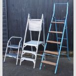 Three various aluminium step ladders,