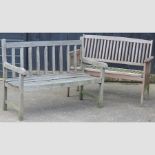 A hardwood slatted garden bench, 122cm,