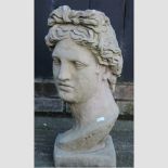 A reconstituted stone bust of David,