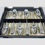 A matched set of twelve Fiddle pattern, Victorian teaspoons, by George Adams, London,