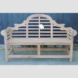 A teak Marlborough style garden bench,