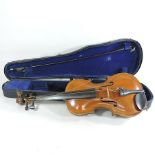 A violin, with bow,