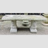 A reconstituted stone garden bench, 110cm,