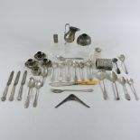 A collection of silver items,