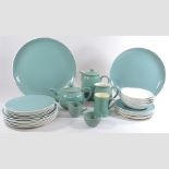 A collection of Denby pottery green glazed tea and dinner wares