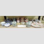 A collection of china, to include a pair of Chinese pottery vases and covers,