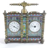 A cloisonee carriage clock and barometer,