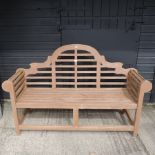 A wooden garden bench,