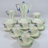 A 1930's Burleigh ware Bluebell Pattern coffee set,
