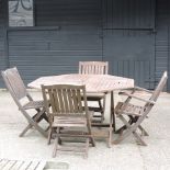 A teak garden table, 130 x 130cm,